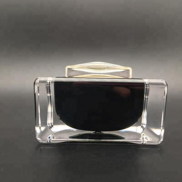 Quality 50ml 1oz Black Cosmetic Cream Jar Square Luxury Acrylic Material Portable for sale