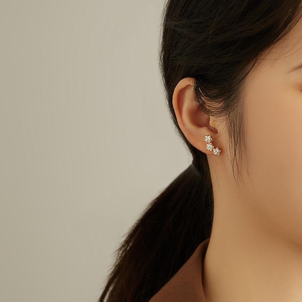 18K Gold Plated 925 Sterling Silver Star Cubic Zirconia Stud Earrings for Women Accessories