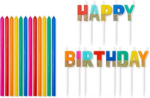 China Greetings Birthday Candles, Multicolored Long Thin & Happy Birthday Text On Toothpicks (25-Count) on sale