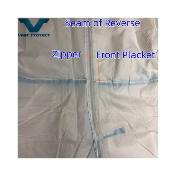 Hooded Breathable Disposable White with Blue Tape Micro Film Suit
