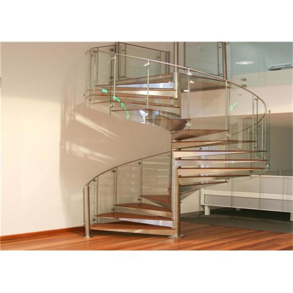 Round Post Railing Metal And Wood Spiral Staircase Screws Installation For Small Space