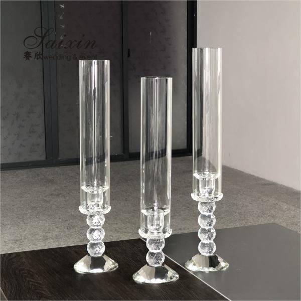 Candelabra Wedding Candle Holders Clear Crystal Candle Holder Centerpieces 50cm