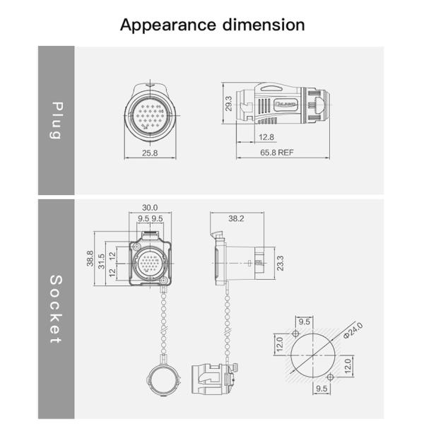 BD24 Industrial Waterproof Metal Female Male IP68 10 Pin Plug Socket Cable Connector