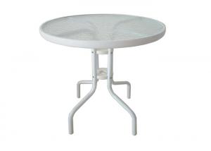 China Outdoor Steel Round Tempered Glass Table Rustproof on sale