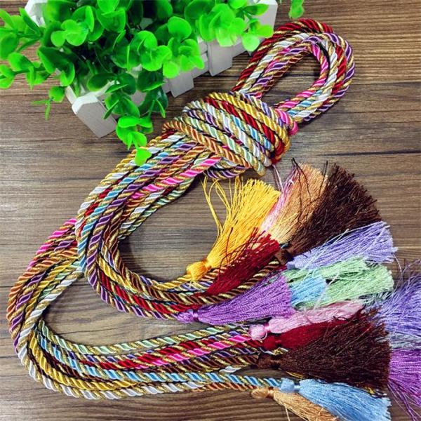 Delicate fluorescent multicolored fringe tassel trimming for graduation cap decoration