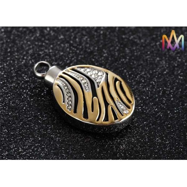 Corrugated Oval Ashes Engraved Necklace Charms 27.5G