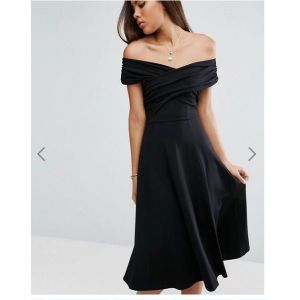 Cheap Newest Design Women Off Shoulder Sexy Black Midi Dress wholesale