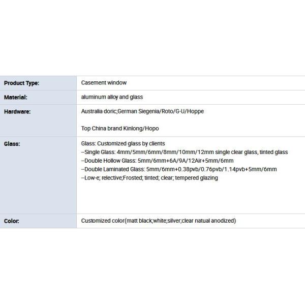 Australian Standard Aluminum Casement Windows Thermal Insulation Anti - Aging