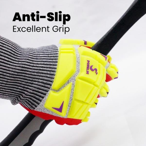 13 Gauge Red Sandy Nitrile Polyester Gloves Anti Slip TPR Impact Protection Gloves