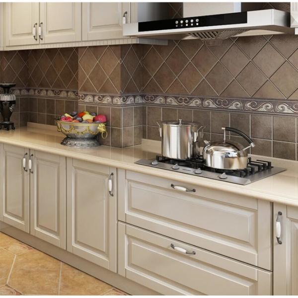 800MM Brown Modern Antique White Kitchen Cabinets PVC Modular Home Furniture