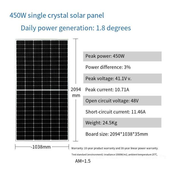 400W-540W Monocrystalline Solar Panels , Household Photovoltaic Solar Panels