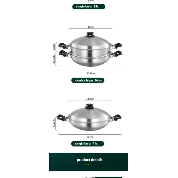 3 Layer Stackable Steamer Pot 304 Stainless Steel With Lid