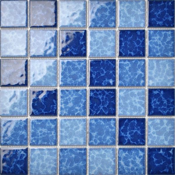 Kiln Change Ceramic Mixed Blue Mosaic Tiles Square for Swimming Pool