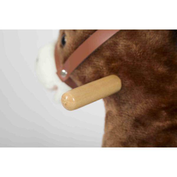 2.1KG Brown Wooden Rocking Horse Pony With Realistic Sounds / Two Curved Rails