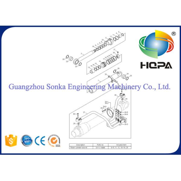 Hyundai R200W R210LC R210/220LC R210NLC R215LC R210 R220LC Boom Cylinder Seal Kit 31Y1-15885