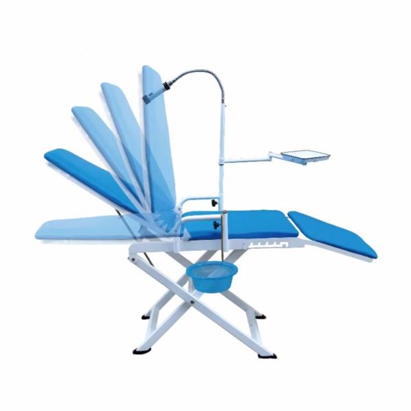 Folding Portable Dental Chair Unit with Stainless Steel Spittoon Instrument Tray and Movable Light Folding Dental Chair