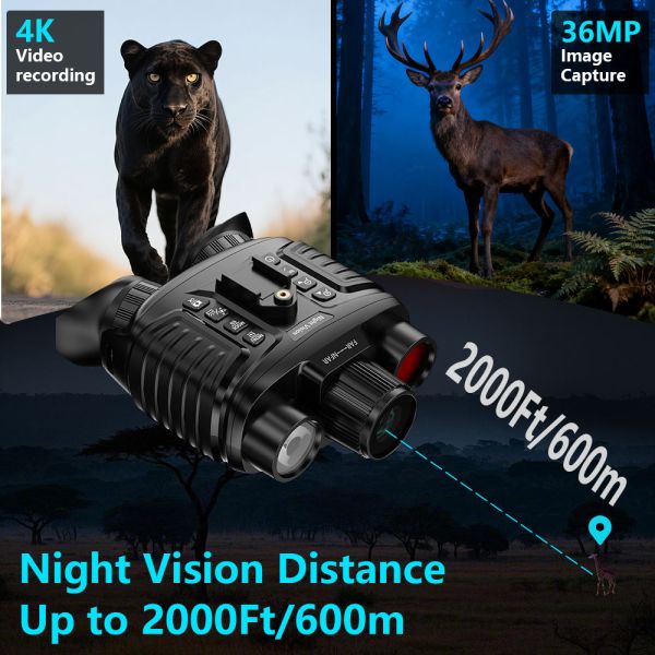 NV8360 Head&Helmet Mount Night Vision Goggles 4K Resolution 300 Meters Range for Outdoor