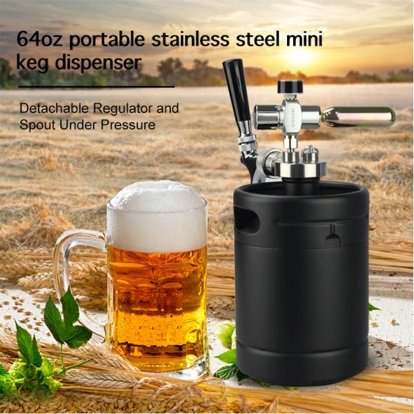 Portable CO2 Mini Keg Dispenser , Stainless Steel Homebrew Kegerator Kit