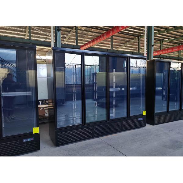 Plug In Heavy Duty Four Door Commercial Glass Door Display Freezer In Elegance Black