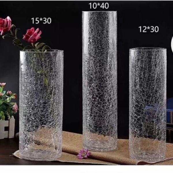 12" Tall Crystal Decorative Round Flower Vase , Flower Vase Glass