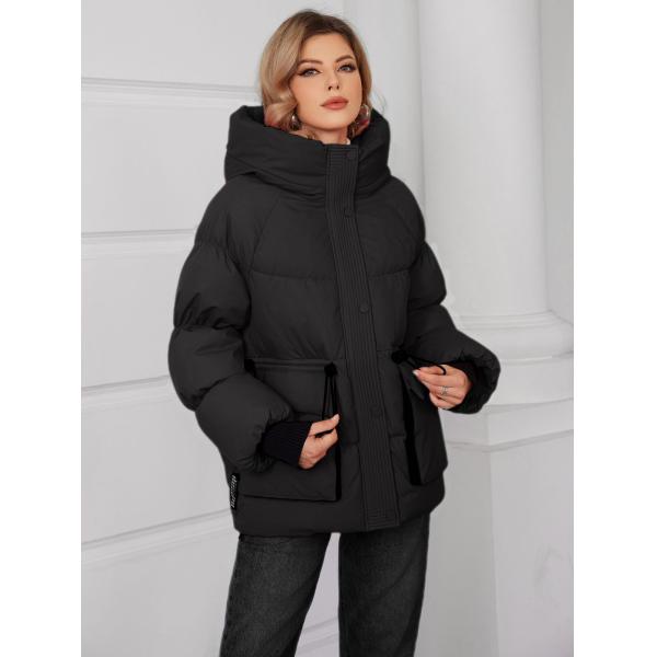 women short coat with contract colours and nice quality, Loose Style With Down Filling, modern models, bright colours, oversize, nice length, hooked, outside jacket, casual style