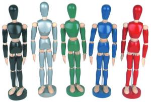 China Life - Sized Wooden Drawing Figure Model , Colourful Flexible Poseable Art Mannequin on sale