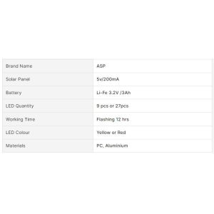 Solar LED Nine-Flash Traffic Warning Signal 5v/200mA