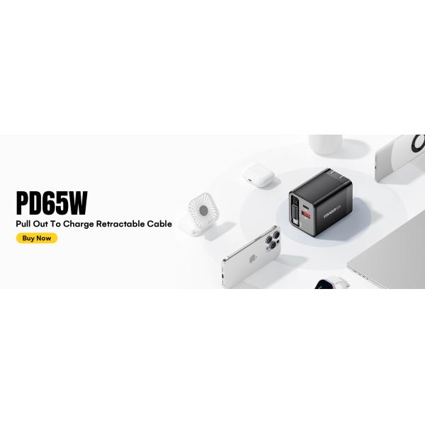 ESSAGER ES-CD49 Series 2 Ports 65W GaN Charger USB Wall Adapter Private Mold and Rated Power 100V-240V AC