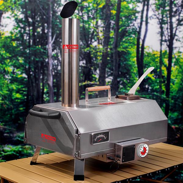 12 Inch Wood Fired Pizza Oven Automatic Rotating Outdoor Pizza Oven For Backyard Camping
