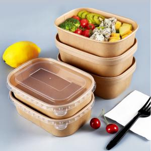 China BRC 1100ml 1300ml Kraft Paper Meal Box Oval Rectangle Thickened Takeaway Paper Bowl on sale