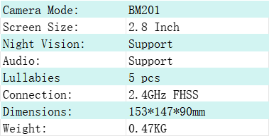 2.8 Inch LCD Baby Monitor with Night Vision and Two-Way Audio