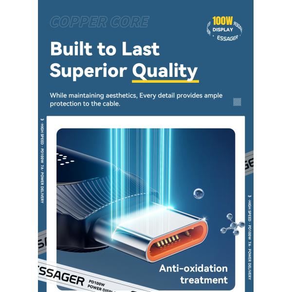 Cotton Yarn USB A To Type C Cable 100W ESSAGER ES-X57 Series