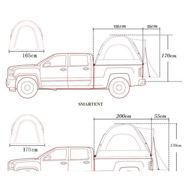 210*165*170CM Waterproof Pickup Truck Tail Shelter Rooftop Tent For Camping And Outdoor Activities