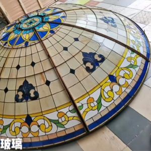 Premium Stained Art Glass Dome Skylight Roof Architectural Antiques Stained