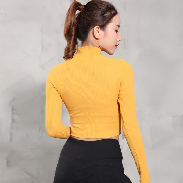 OEM Long Sleeve Yoga Top Women Front Quarter Zipper Stand Collar Yoga Wear