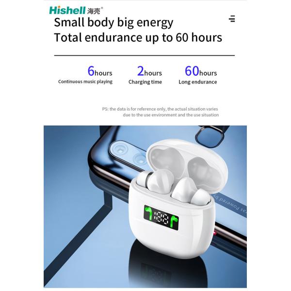 Portable Bluetooth TWS True Wireless Stereo Earbuds 500mAh J3 Pro With LED Display