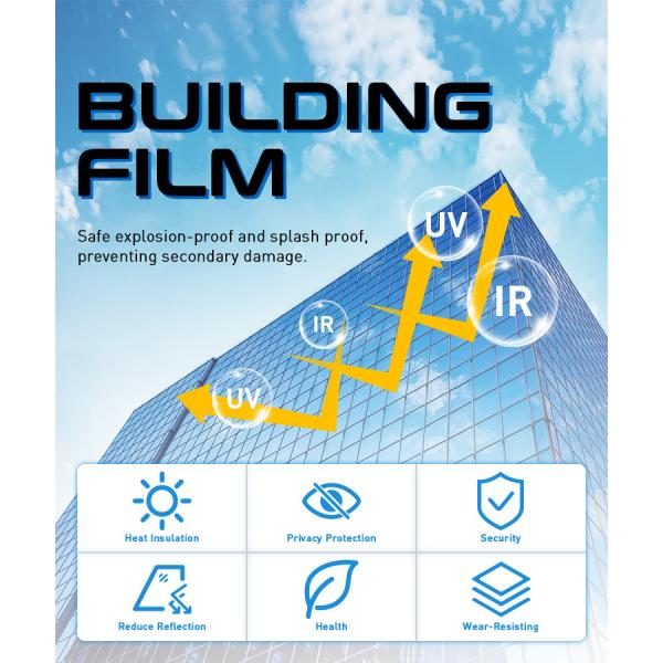 Residential Decoration Window Silver Blue Tint Privacy Glass Film