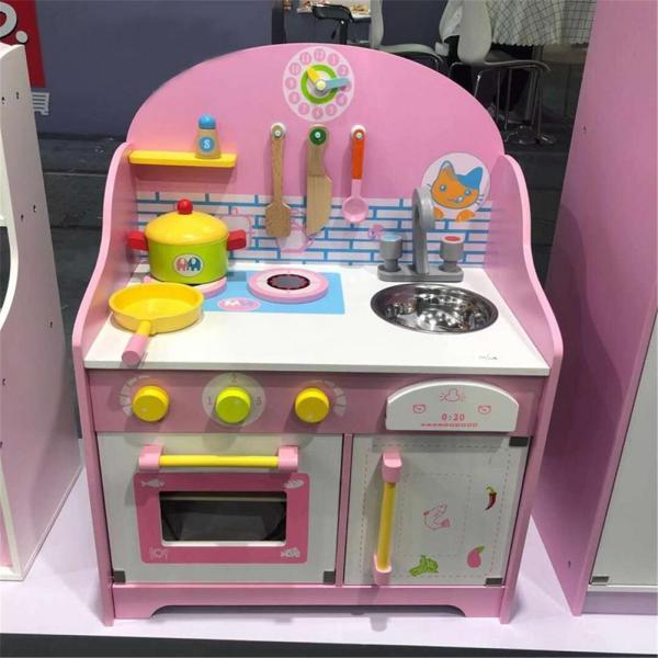 Utensils 30cm Pink Wooden Play Kitchen Tabletop Playhouse Toys