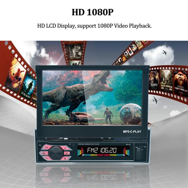 7inch Retractable Screen Car Stereo Dash Car Bt Radio Mp5 Player Aux Tf Fm Receiver