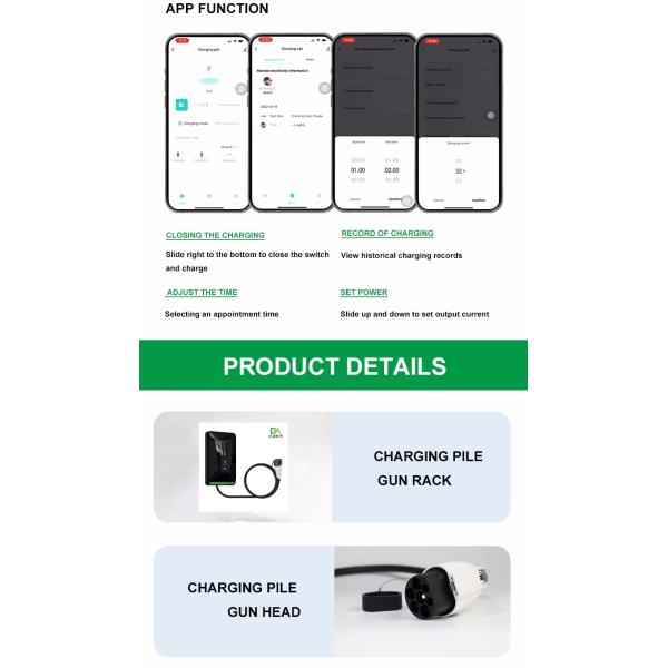 7kW 14kW 22kW U Shape Evse Wallbox Ev Fast Charging Car Charger Box Type 1 Socket Level 2 Charger Station