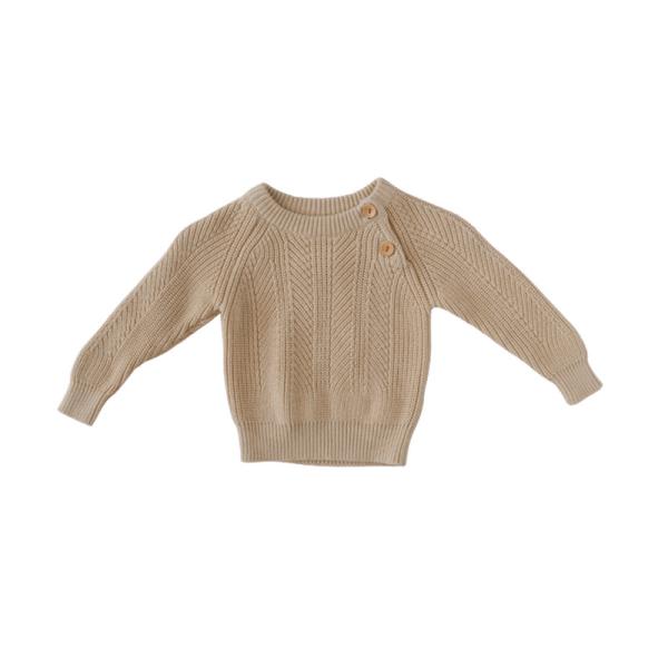 Toddlers Crewneck Rib Knit Sweater 100% Cotton With Button Shoulder Closure Infant Sleepwear
