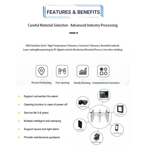 Pedestrian High Speed Gate Access Controller Automatic Sliding Barrier Turnstile