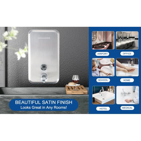 Commercial Soap Dispenser Wall Mounted Heavy Duty 1200ml Stainless Steel Soap Dispense Commercial Bathroom Accessories