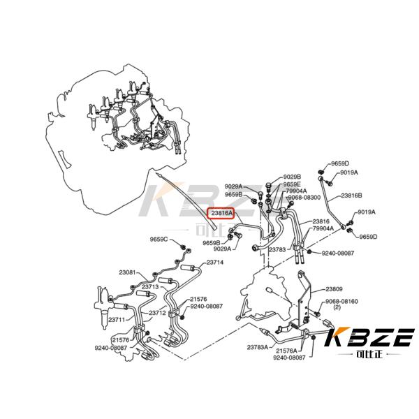 HINO J05 ENGINE FUEL SUPPLY TUBE VH23816E0100 FOR SK220-8 SK210-8 SK215 SK235 EXCAVATOR