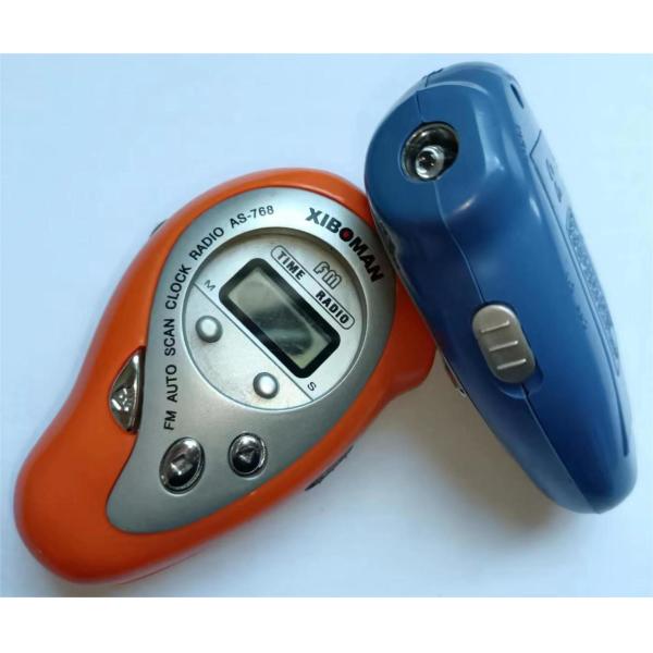 Quality Mango Shape Time LCD Display Radio 25mm AAA Batteries Power FM Clock for sale