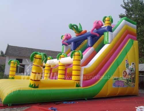 0.9mm PVC Material Large Inflatable Slide Jungle Theme For Adults / Children