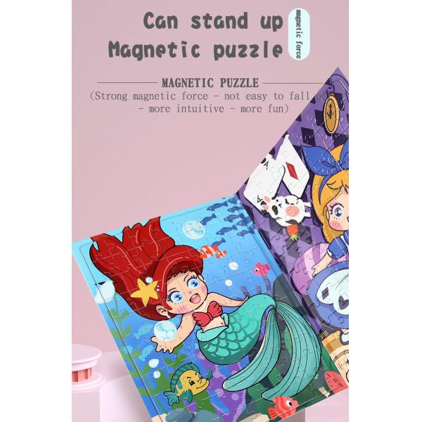 Montessori Toys Dinosaur Cartoon Animal Jigsaw Puzzle A4 Size Princess Magnetic Story Book Wooden Puzzles