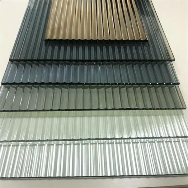 Bronze and Gray Tempered Dichroic Moru Fluted Glass Door with Colorful Ripple Pattern
