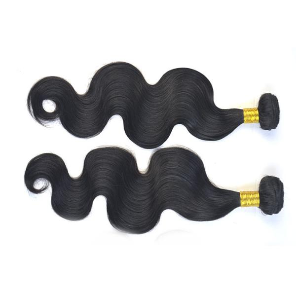 Body Wave Virgin Human Hair Extensions Natural Black / Brown Color
