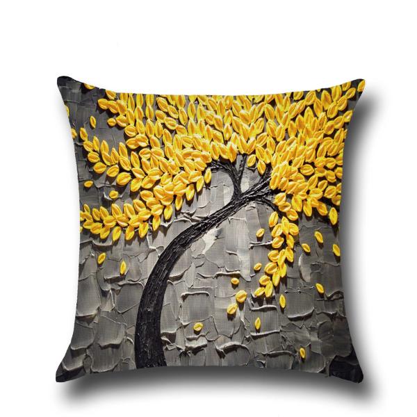 Oil Painting Tree Throw Pillow Covers 18x18 Inch, Faux Linen Decorative Cushion Cases for Couch and Sofa